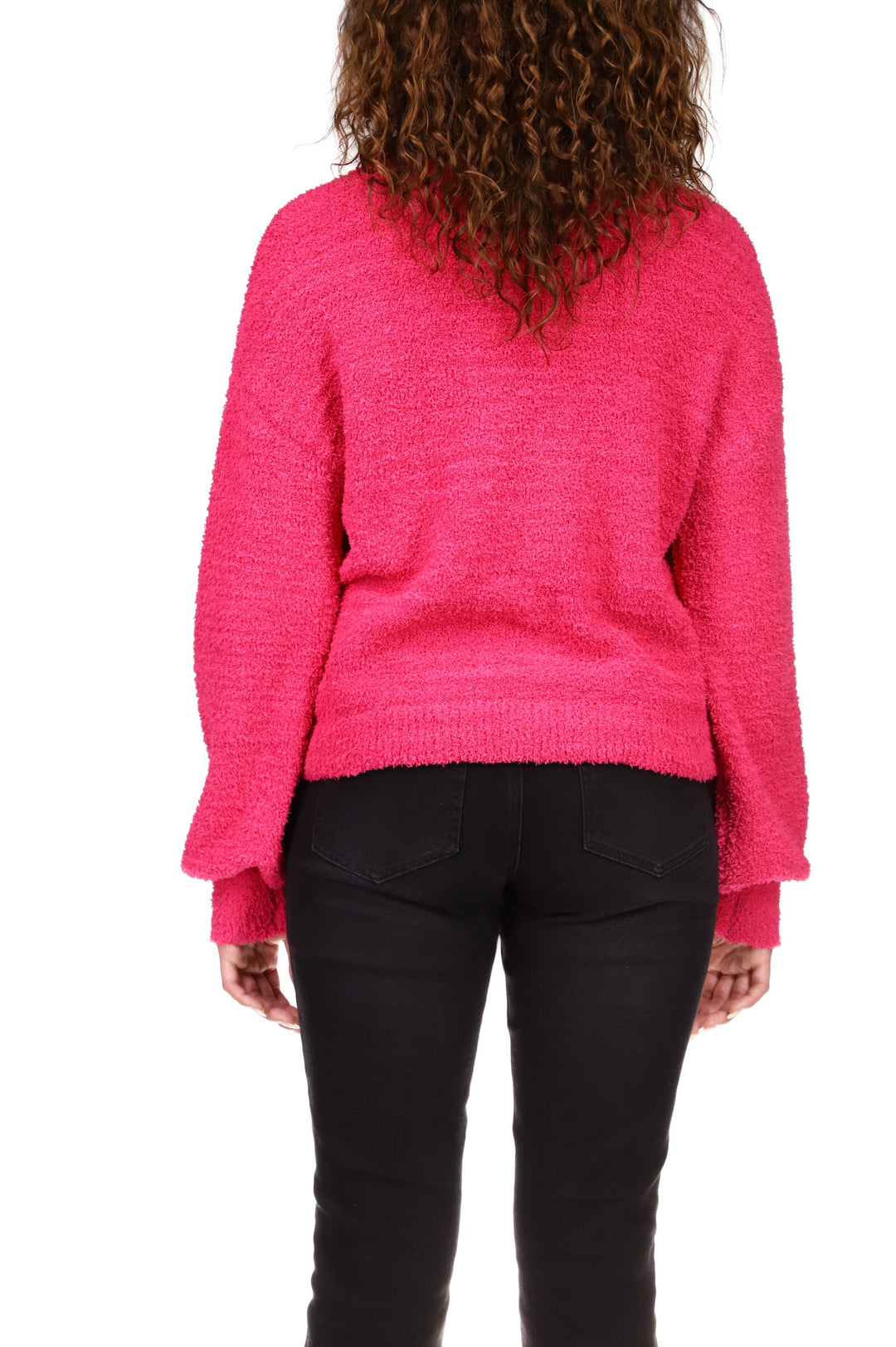 PLUSH VOLUME SLEEVE SWEATER - POWER PINK - Kingfisher Road - Online Boutique