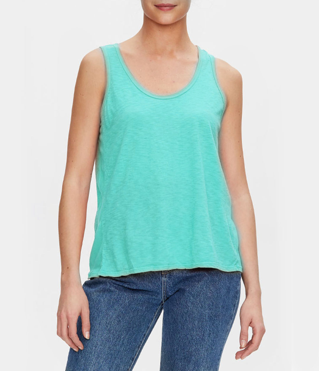 Lara Scoop Neck Tank with Ribbing - Cascade - Kingfisher Road - Online Boutique
