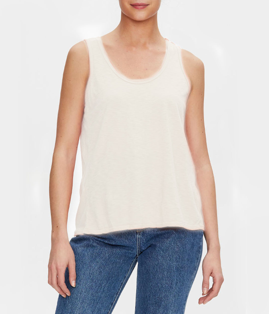 Lara Scoop Neck Tank with Ribbing - Chalk - Kingfisher Road - Online Boutique