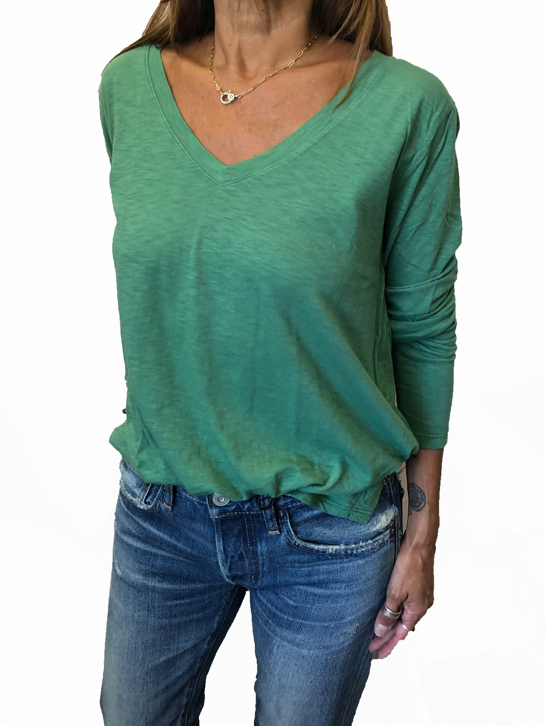 Janna V-Neck Tee - Palm - Kingfisher Road - Online Boutique