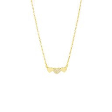 PAVE TRI HEART NECKLACE-GOLD - Kingfisher Road - Online Boutique