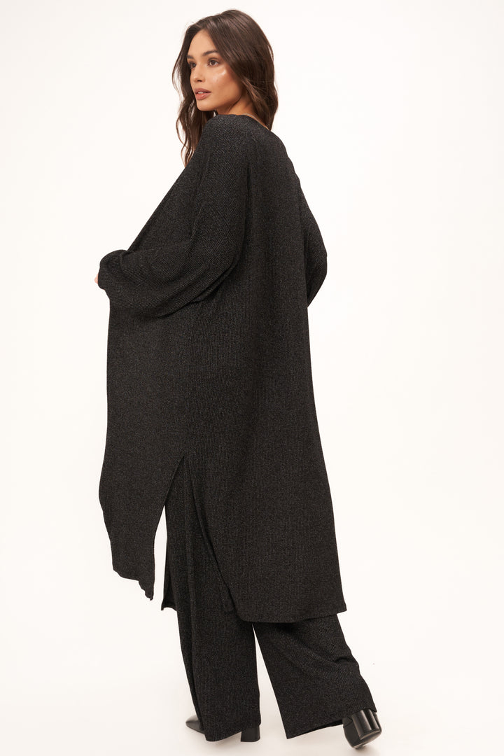 CATCH FLIGHTS MAXI RIB CARDI - BLACK - Kingfisher Road - Online Boutique