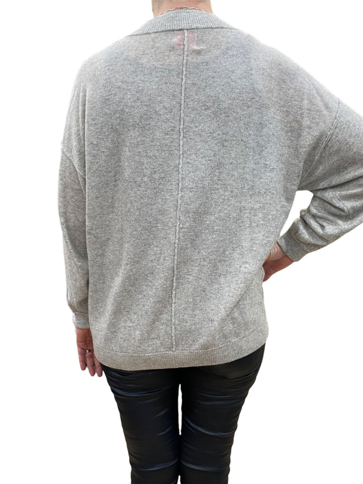 FLUFFY GREY CANGGU BOMBER SWEATERS - Kingfisher Road - Online Boutique