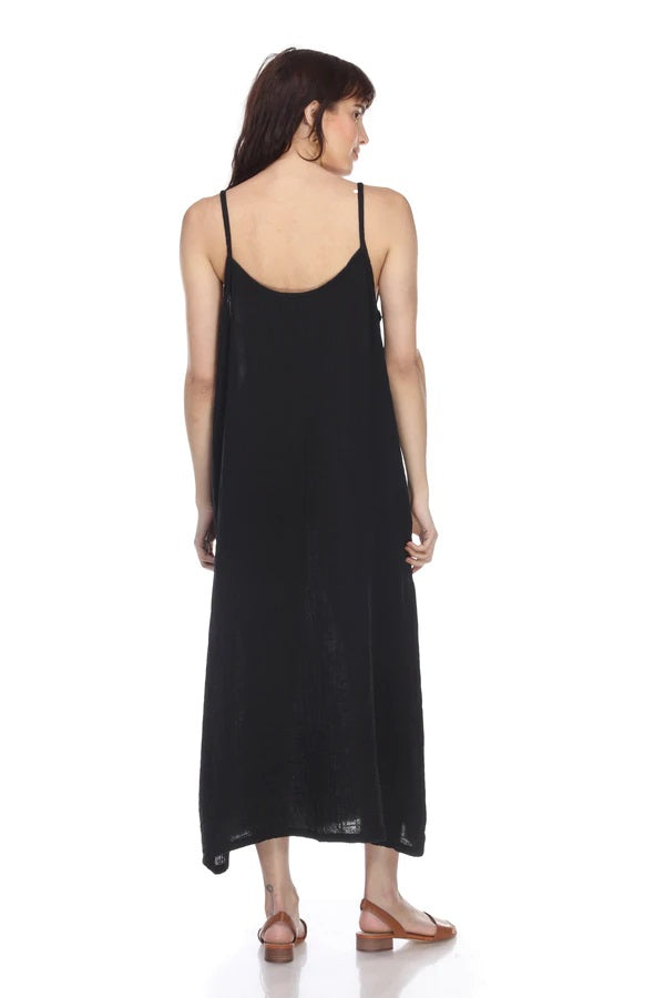 BLACK LONG COTTON SLIP DRESS - Kingfisher Road - Online Boutique
