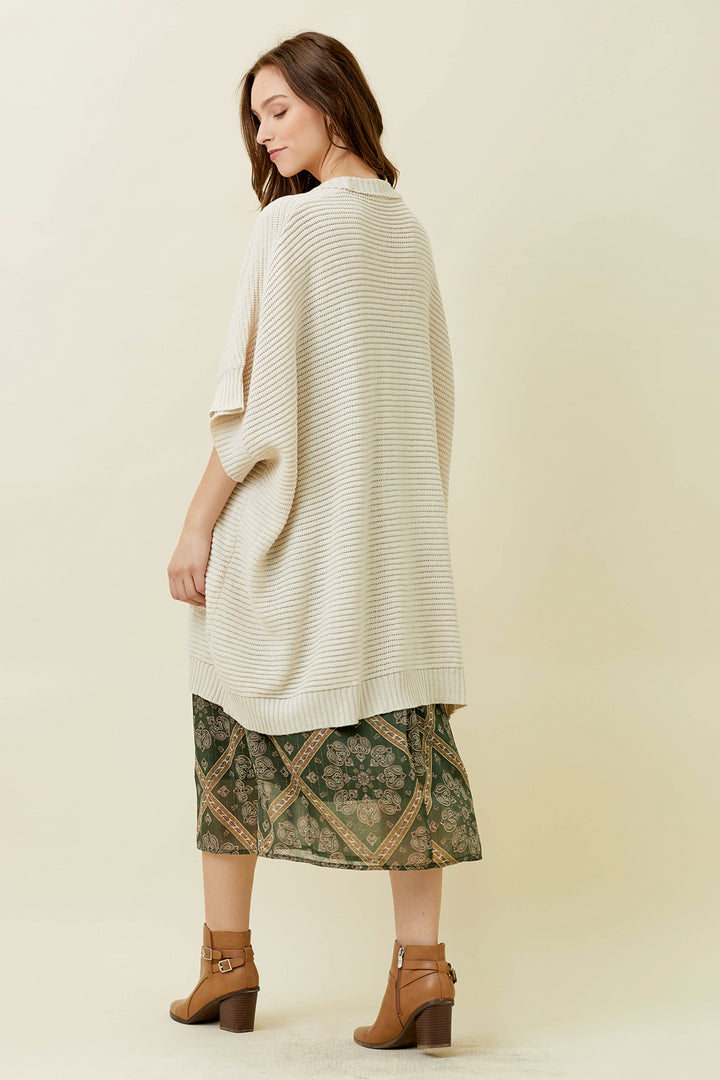 OVERSIZED RIB KNIT KIMONO SWEATER - Kingfisher Road - Online Boutique