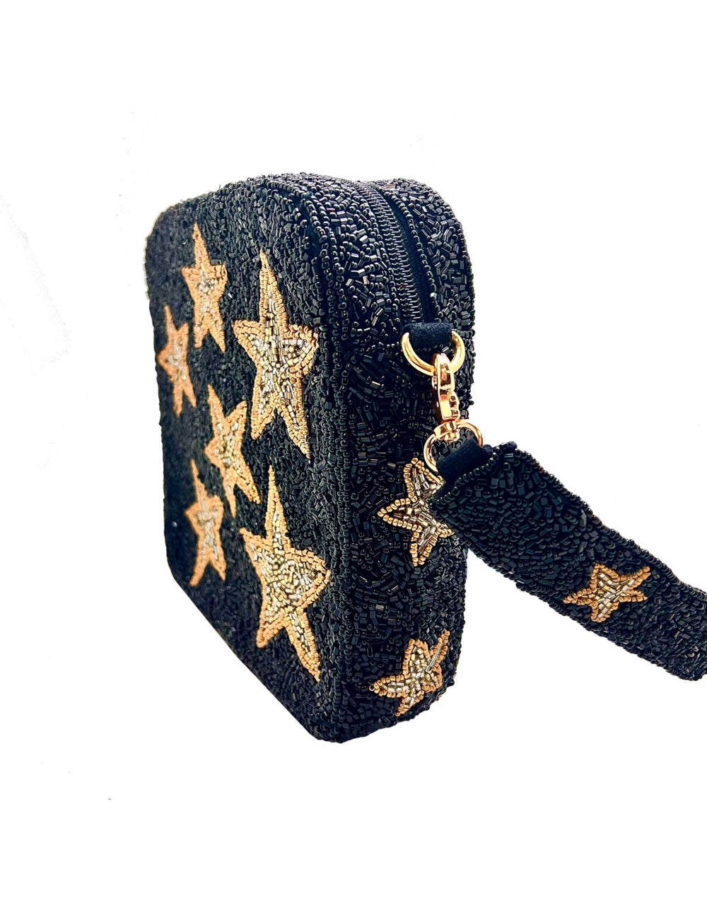BLACK GOLD STAR BEADED BOX BAG - Kingfisher Road - Online Boutique