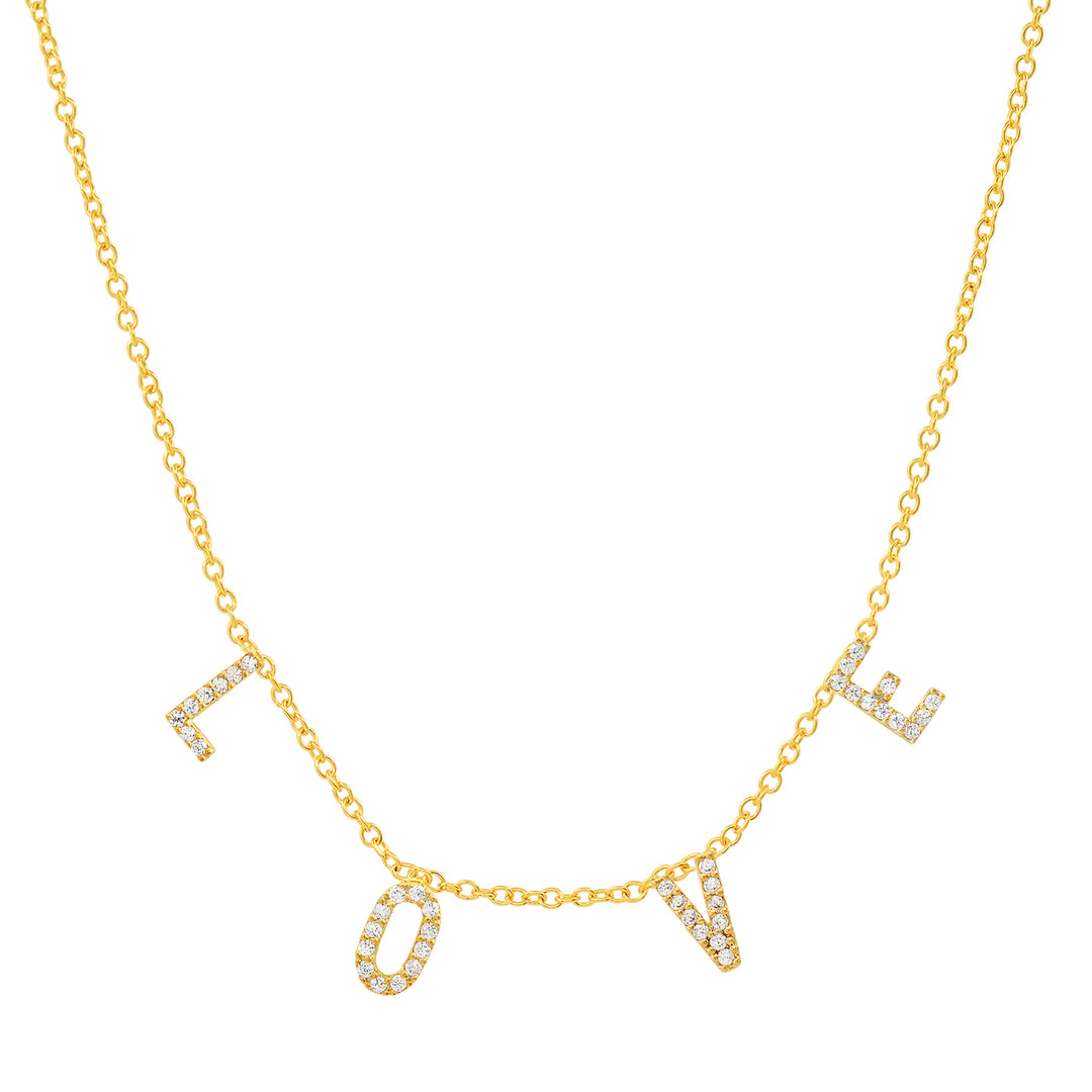 PAVE LETTER CHARM NECKLACE-LOVE - Kingfisher Road - Online Boutique