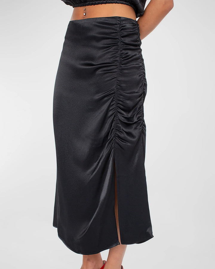 DELA BLACK SATIN SKIRT - Kingfisher Road - Online Boutique