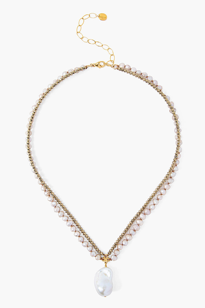 WHITE PEARL MIX ADJUSTABLE NECKLACE - Kingfisher Road - Online Boutique