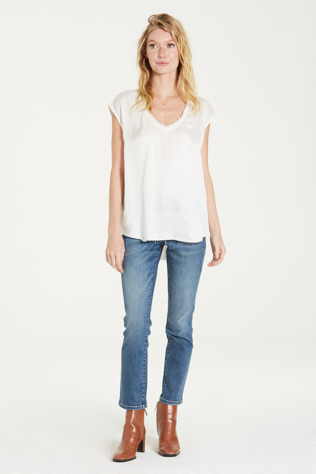 YANIS SILKY TOP - WHITE - Kingfisher Road - Online Boutique