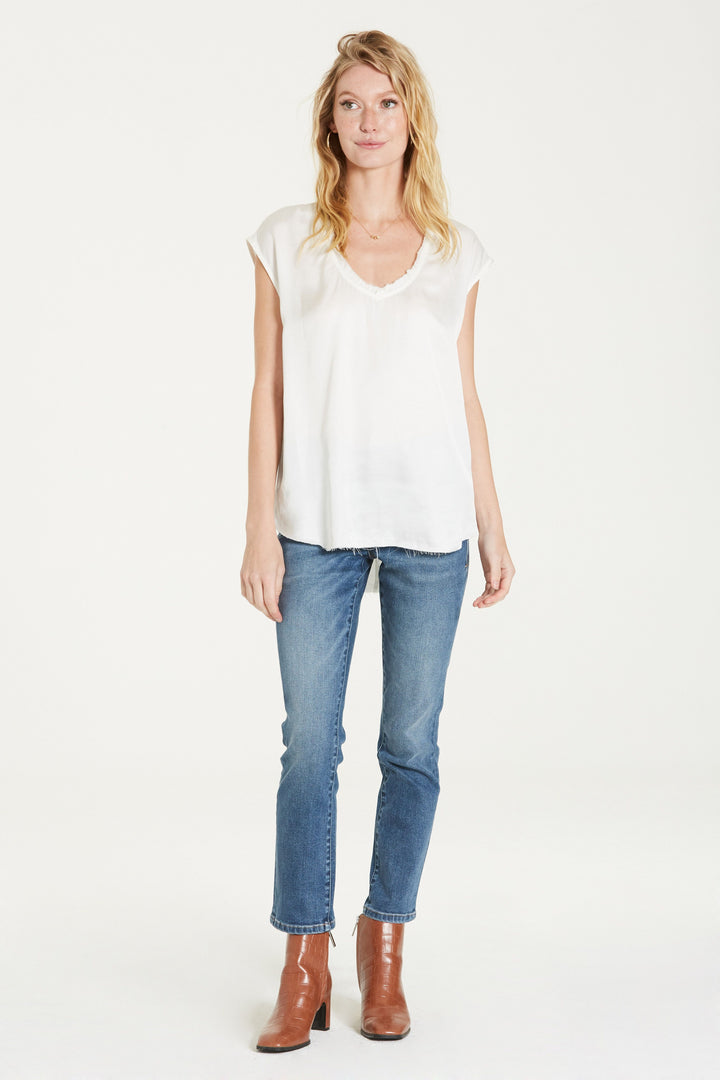YANIS SILKY TOP - WHITE - Kingfisher Road - Online Boutique