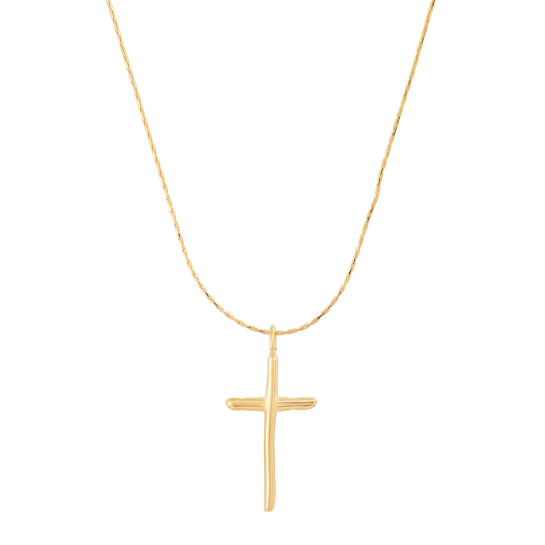 VERMEIL ORGANIC GOLD CROSS NECKLACE-GOLD - Kingfisher Road - Online Boutique