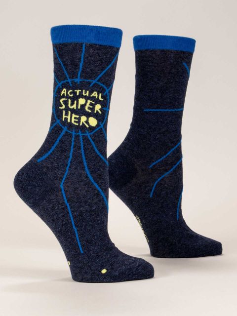 Kingfisher Road Blue Q ACTUAL SUPERHERO CREW SOCKS