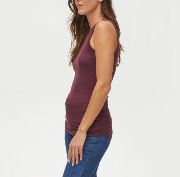 HALLEY WIDE BINDING TANK W/RUCHED SIDE - AUBURN - Kingfisher Road - Online Boutique