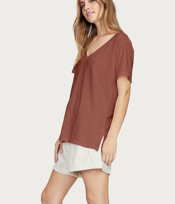 Supima V-Neck Tee - Sienna - Kingfisher Road - Online Boutique
