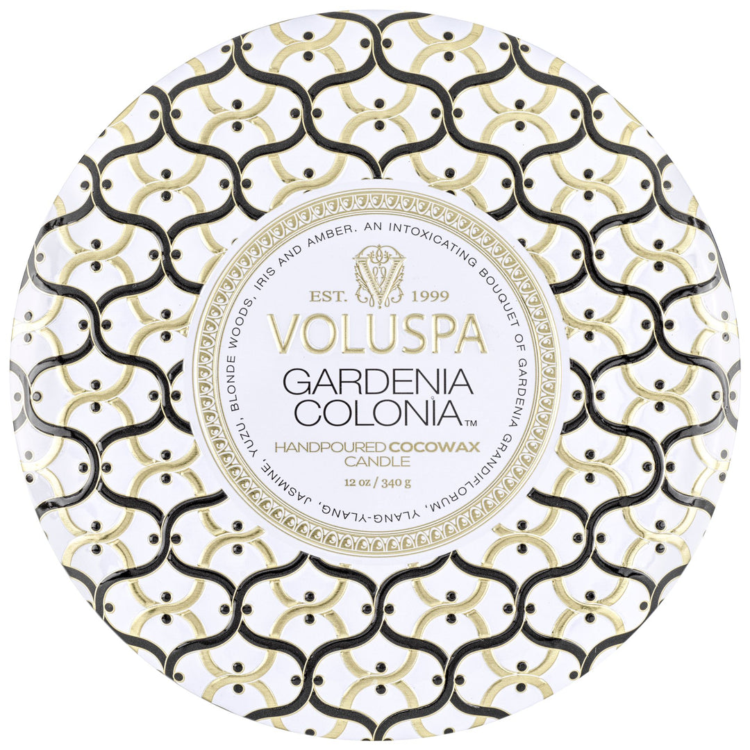 GARDENIA COLONIA 3 WICK TIN CANDLE - Kingfisher Road - Online Boutique