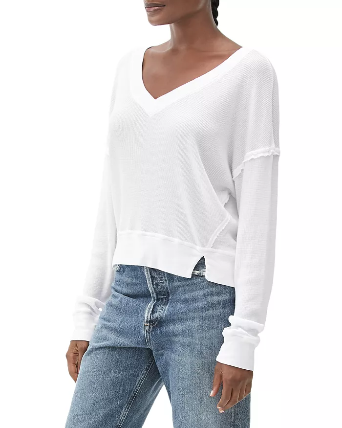 WHITE CAMILA V NECK PULLOVER - Kingfisher Road - Online Boutique