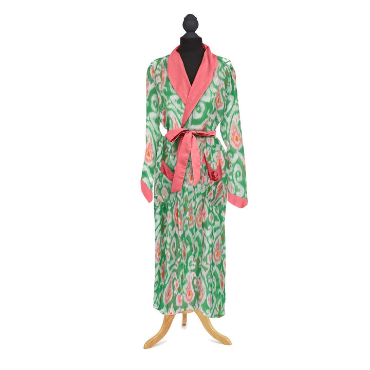 IKAT PRINT ROBE GOWN WITH TIE - Kingfisher Road - Online Boutique