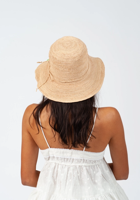 FLORAL STRAW BUCKET HAT - Kingfisher Road - Online Boutique