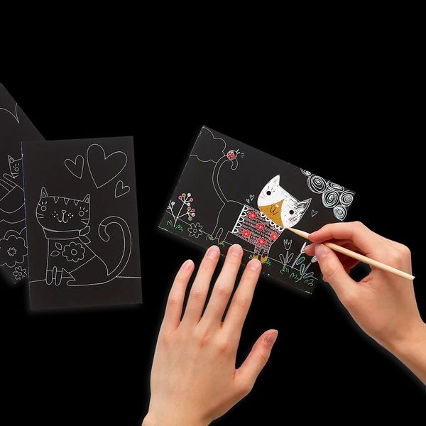 MINI SCRATCH & SCRIBBLE ART KIT-CUTIE CATS - Kingfisher Road - Online Boutique