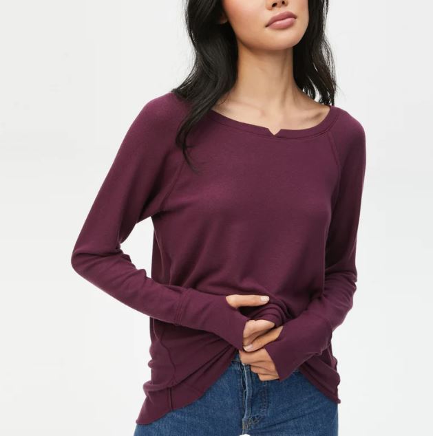 TREASURE NOTCH NECK WITH THUMBHOLES - PLUM - Kingfisher Road - Online Boutique