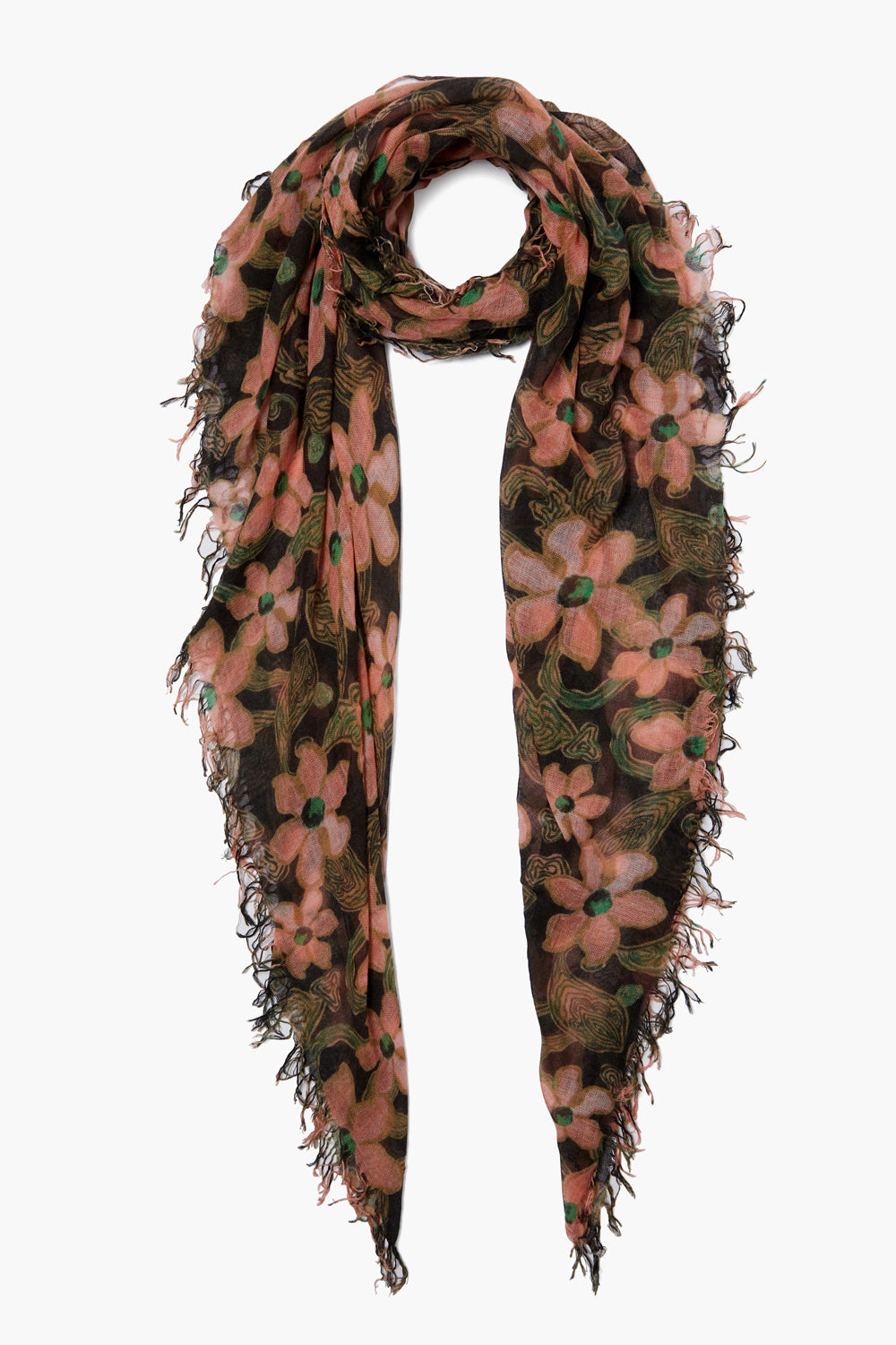 CASHMERE SILK ABSTRACT FLORAL SCARF-VIBRANT GREEN - Kingfisher Road - Online Boutique