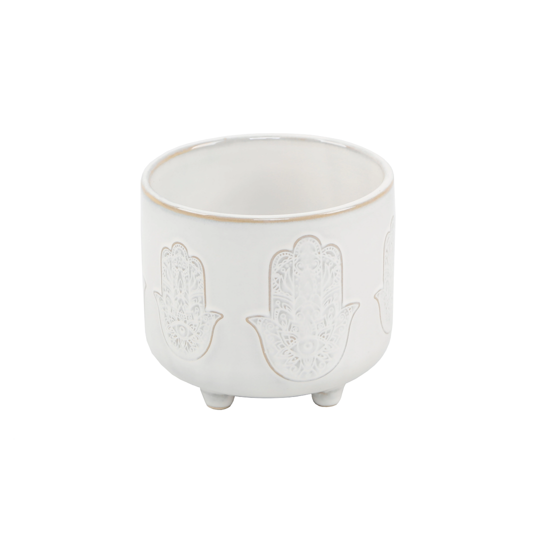 4.75" HAMSA FOOTED PLANTER - Kingfisher Road - Online Boutique