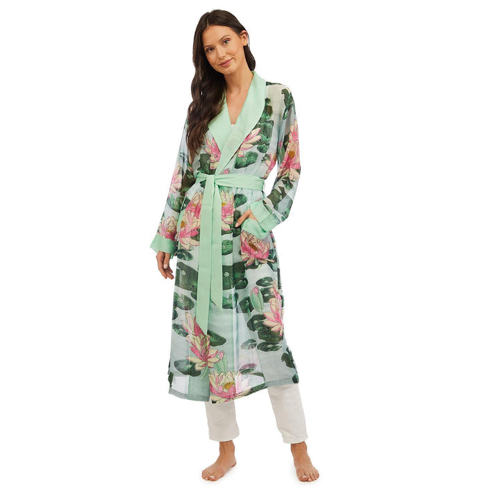 WATER LILY PRINT LONG ROBE - Kingfisher Road - Online Boutique