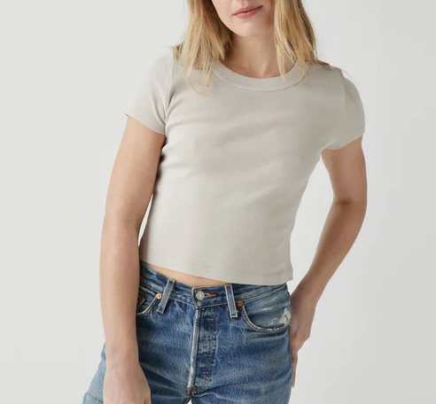 MIMI CROPPED TEE - CEMENT - Kingfisher Road - Online Boutique