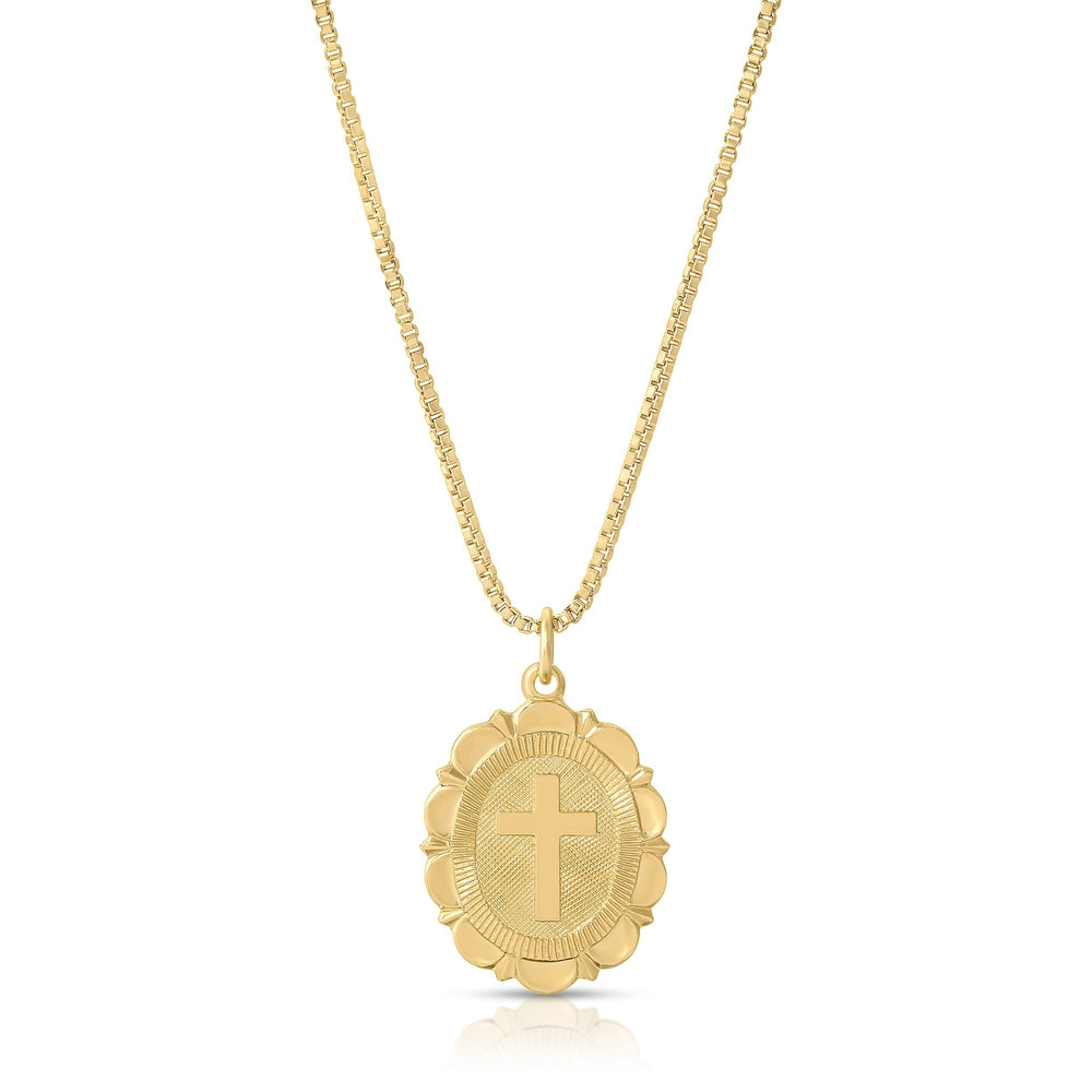 SCALLOPED CROSS NECKLACE-GOLD - Kingfisher Road - Online Boutique