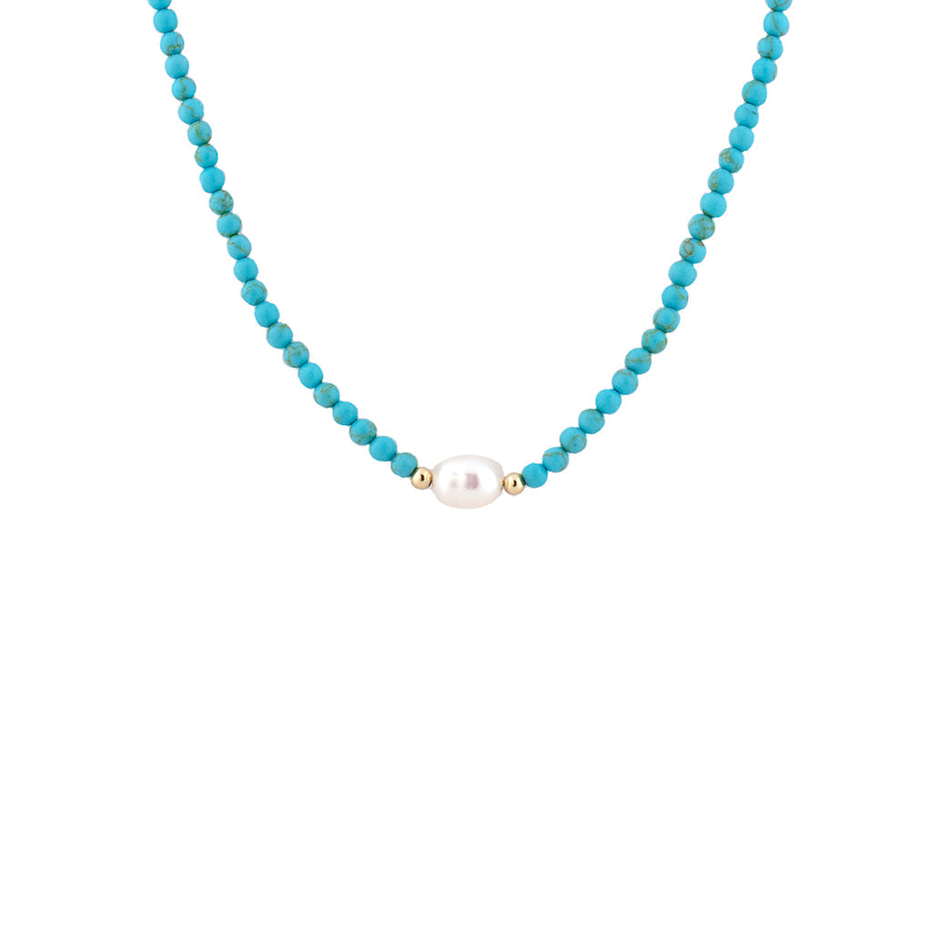 GEM  STONE CHOKER-TURQUOISE PEARL - Kingfisher Road - Online Boutique