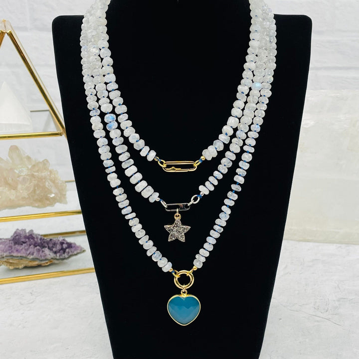 18" MOONSTONE CANDY NECKLACE W/ LOBSTER CLASP-GOLD