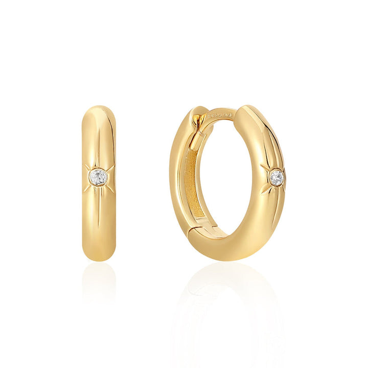 Kingfisher Road Ania Haie STAR HUGGIE HOOP EARRINGS-GOLD
