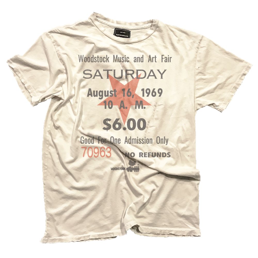 WOODSTOCK TICKET TEE - ANTIQUE WHITE - Kingfisher Road - Online Boutique