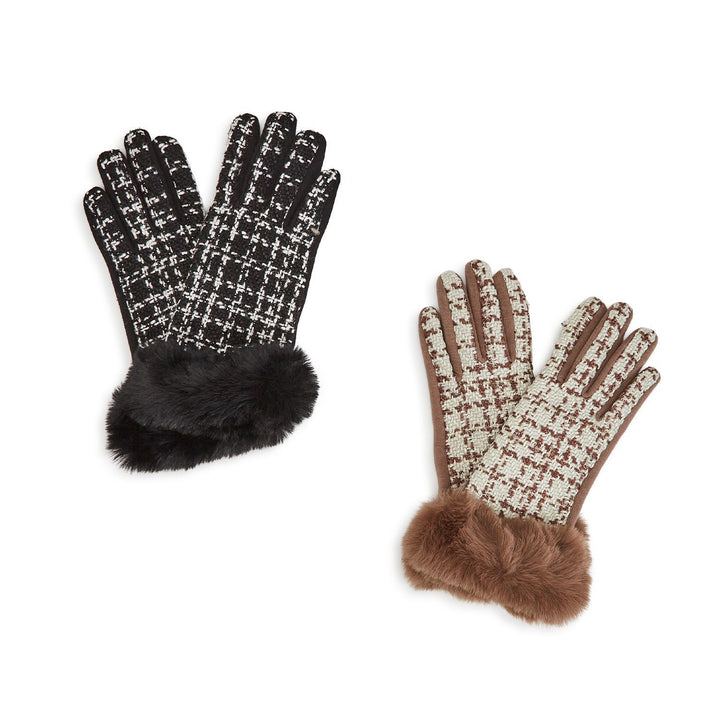 PLAID GLOVE WITH FAUX FUR CUFF - Kingfisher Road - Online Boutique
