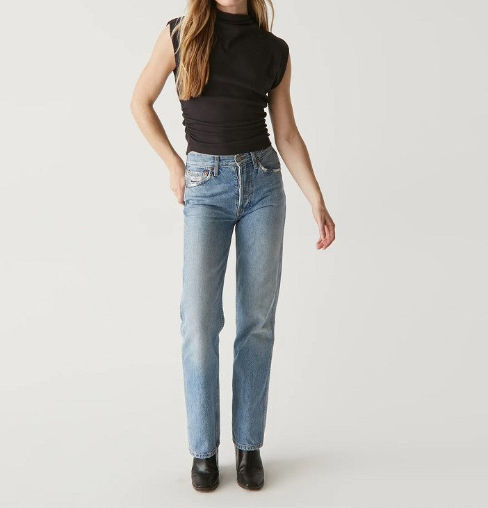 AMARA MOCK NECK POWERSHOULDER TOP-BLACK - Kingfisher Road - Online Boutique