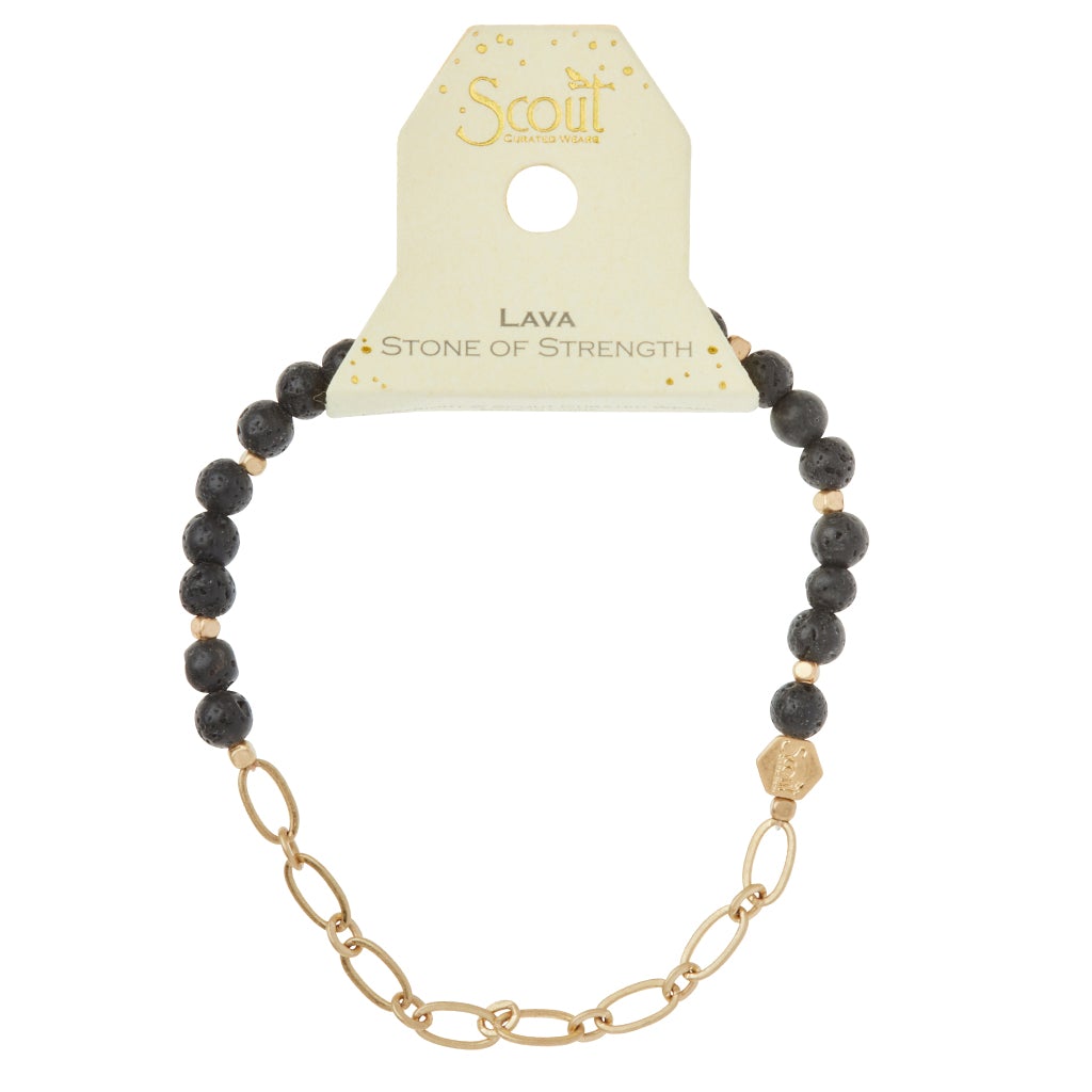 MINI STONE/CHAIN STACKING BRACELET-GOLD - Kingfisher Road - Online Boutique