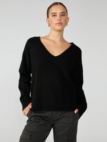EASY BREEZY V NECK PULLOVER - BLACK - Kingfisher Road - Online Boutique