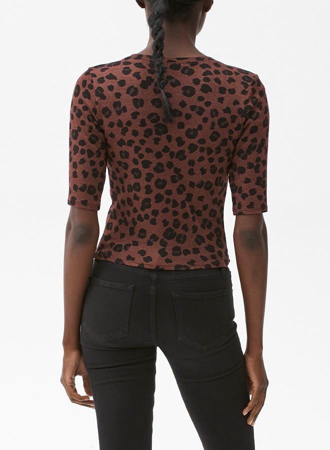 LEOPARD ELBOW SLEEVE LILLY CROP TOP - Kingfisher Road - Online Boutique