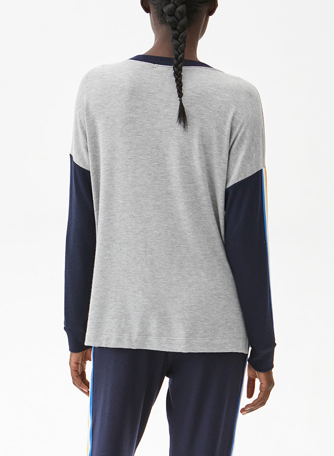 ADMIRAL COMBO JOVY V-NECK PULLOVER W/STRIPE - Kingfisher Road - Online Boutique