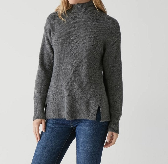 ZION MOCK NECK PULLOVER-CHARCOAL - Kingfisher Road - Online Boutique