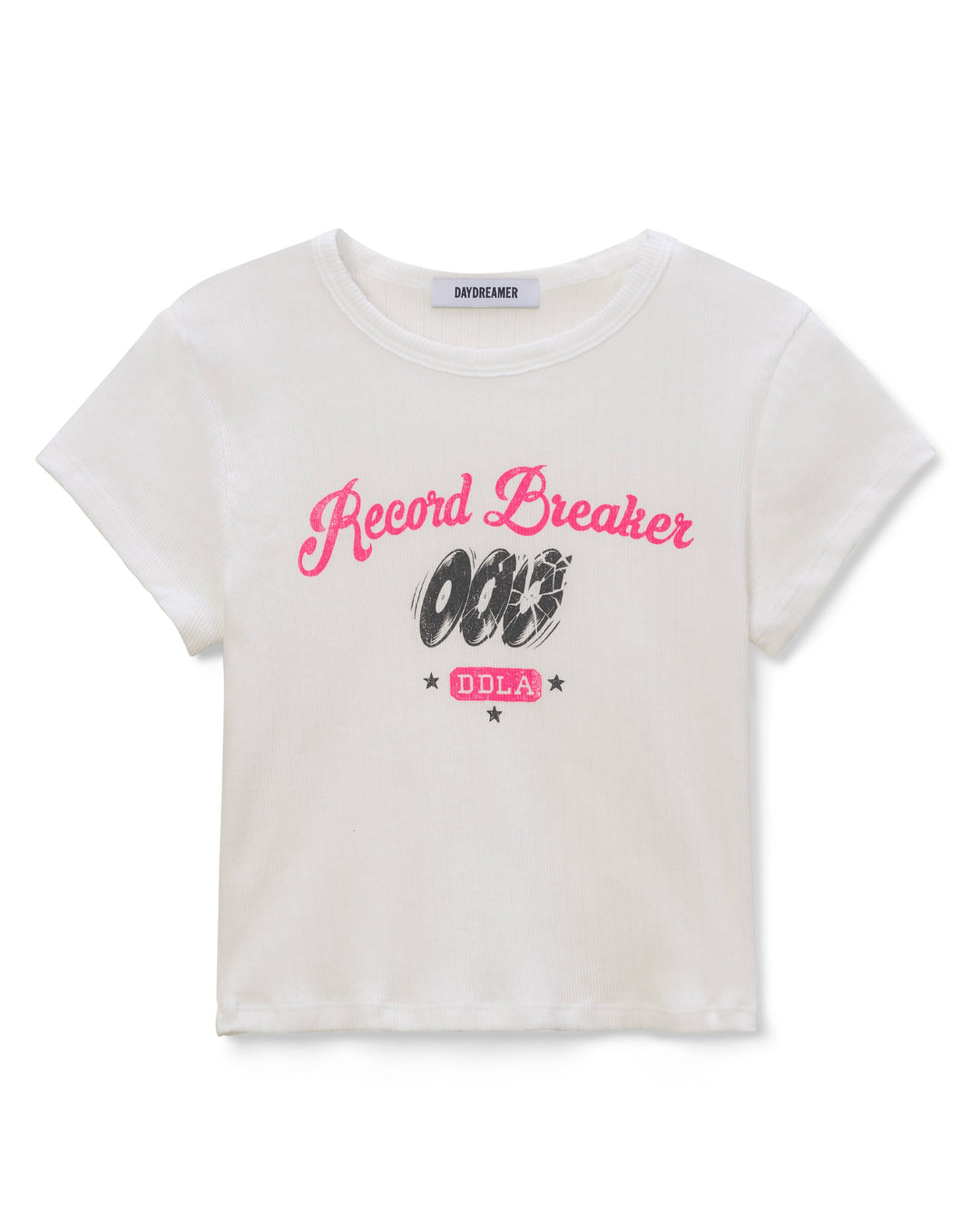 RECORD BREAKER POINTELLE BABY TEE-VINTAGE WHITE - Kingfisher Road - Online Boutique