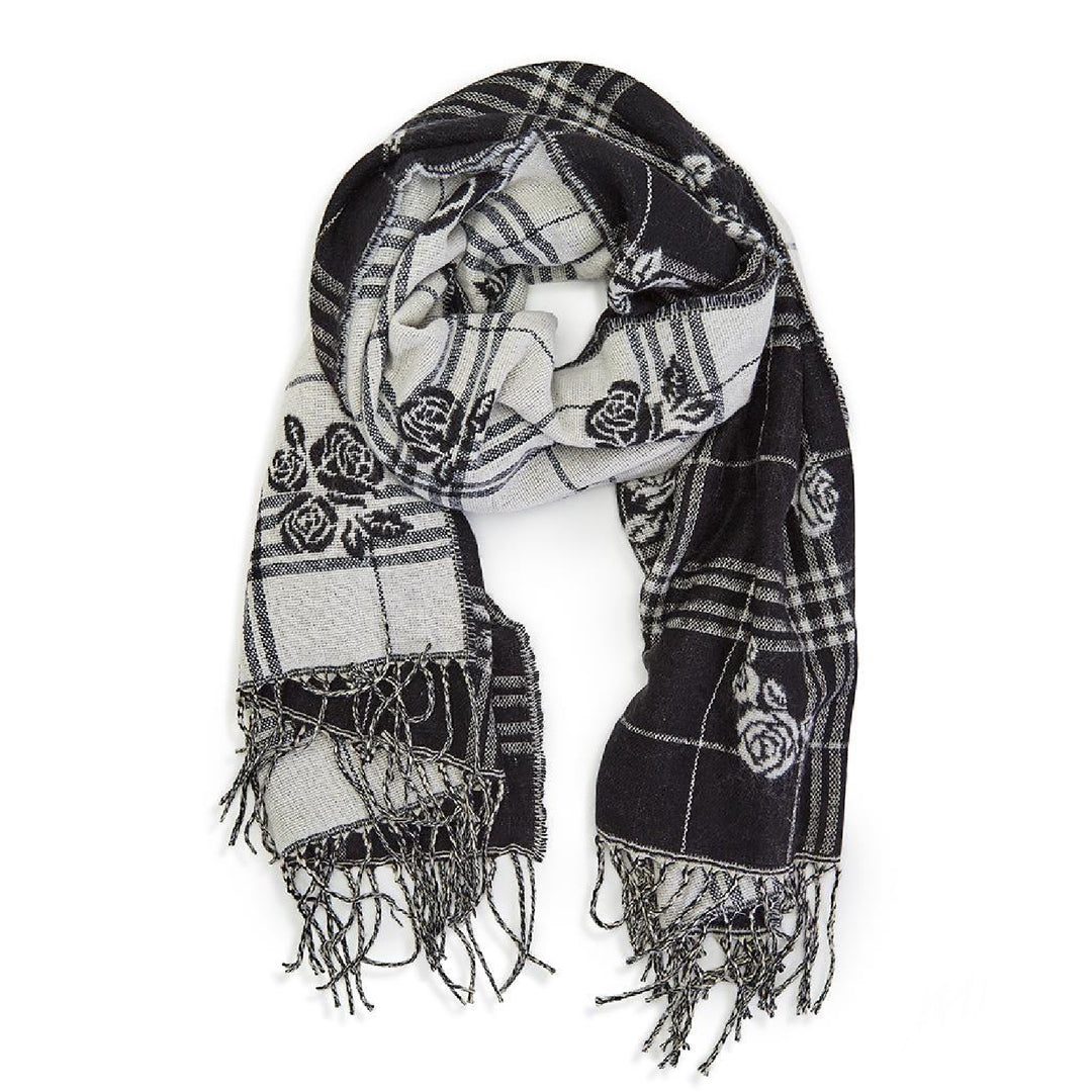 PLAID ROSES REVERSIBLE SCARF - Kingfisher Road - Online Boutique