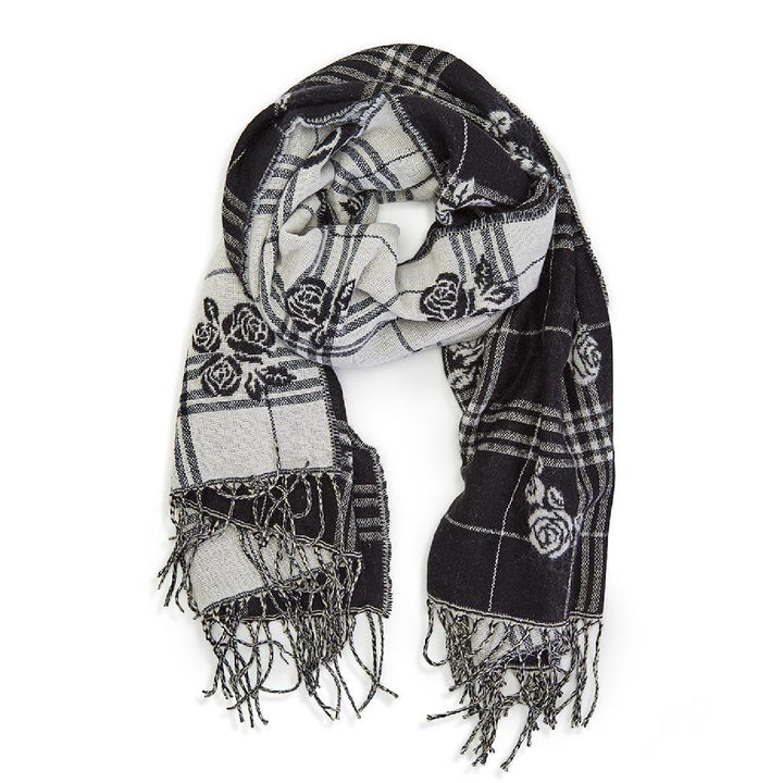 PLAID ROSES REVERSIBLE SCARF - Kingfisher Road - Online Boutique