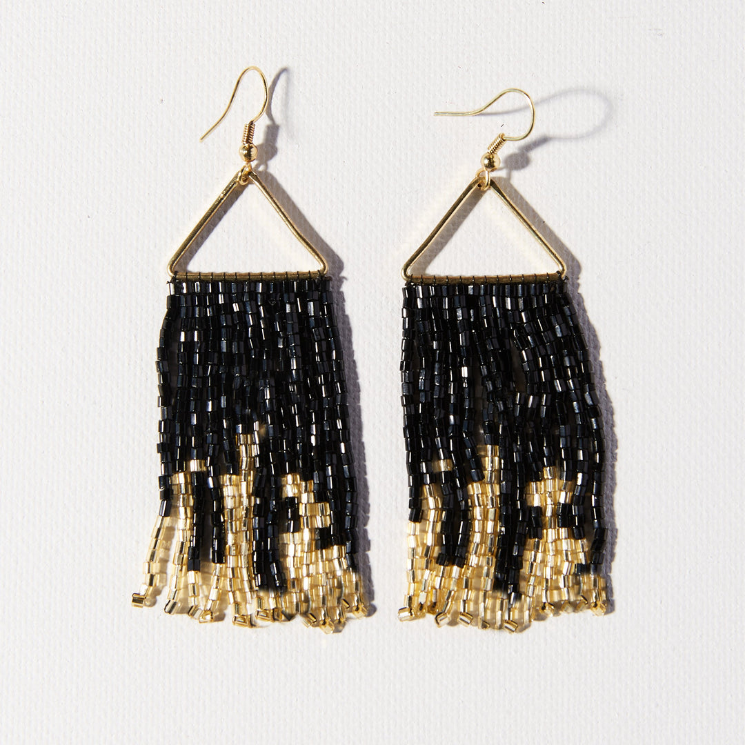 TRIANGLE HANGING IRIDESCENT FRINGE EARRINGS - Kingfisher Road - Online Boutique