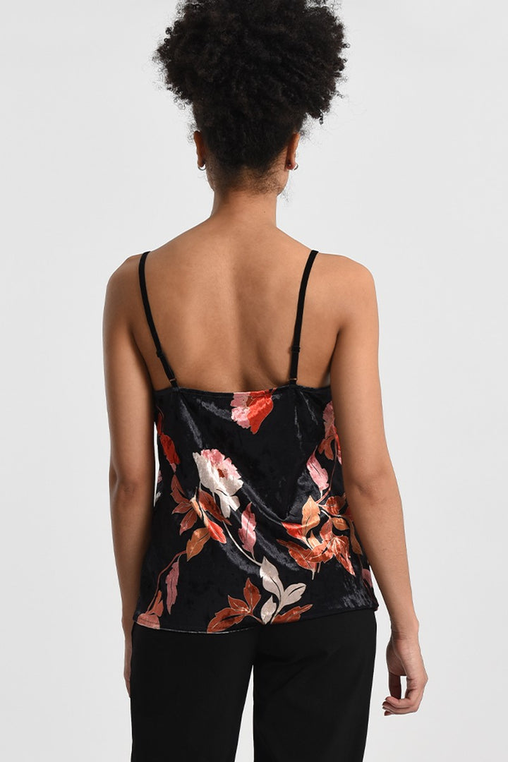 PRINTED VELVET CAMISOLE TOP - BLACK ASHLEY - Kingfisher Road - Online Boutique