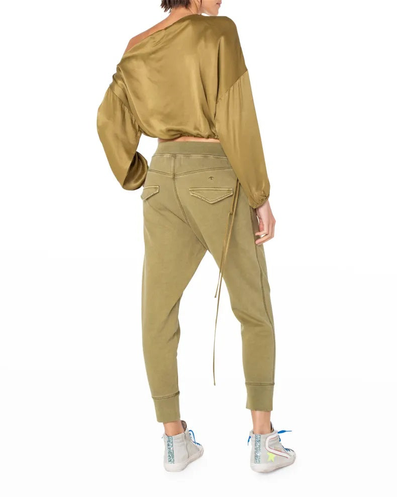THE BEACHCOMBER CROP RIB JOGGER - OLIVE - Kingfisher Road - Online Boutique
