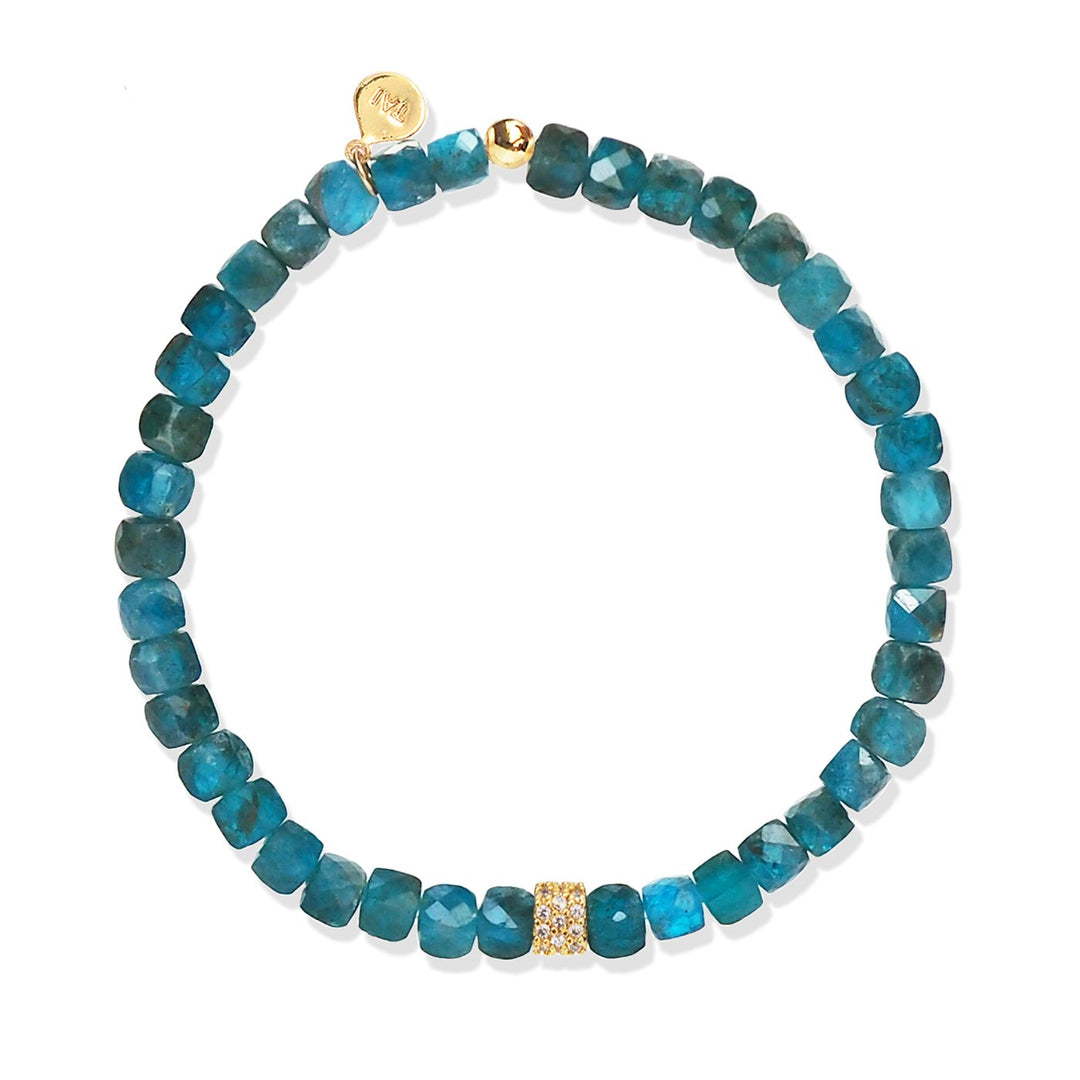 APATITE BEADED STRETCHY WITH CZ RHONDEL - Kingfisher Road - Online Boutique