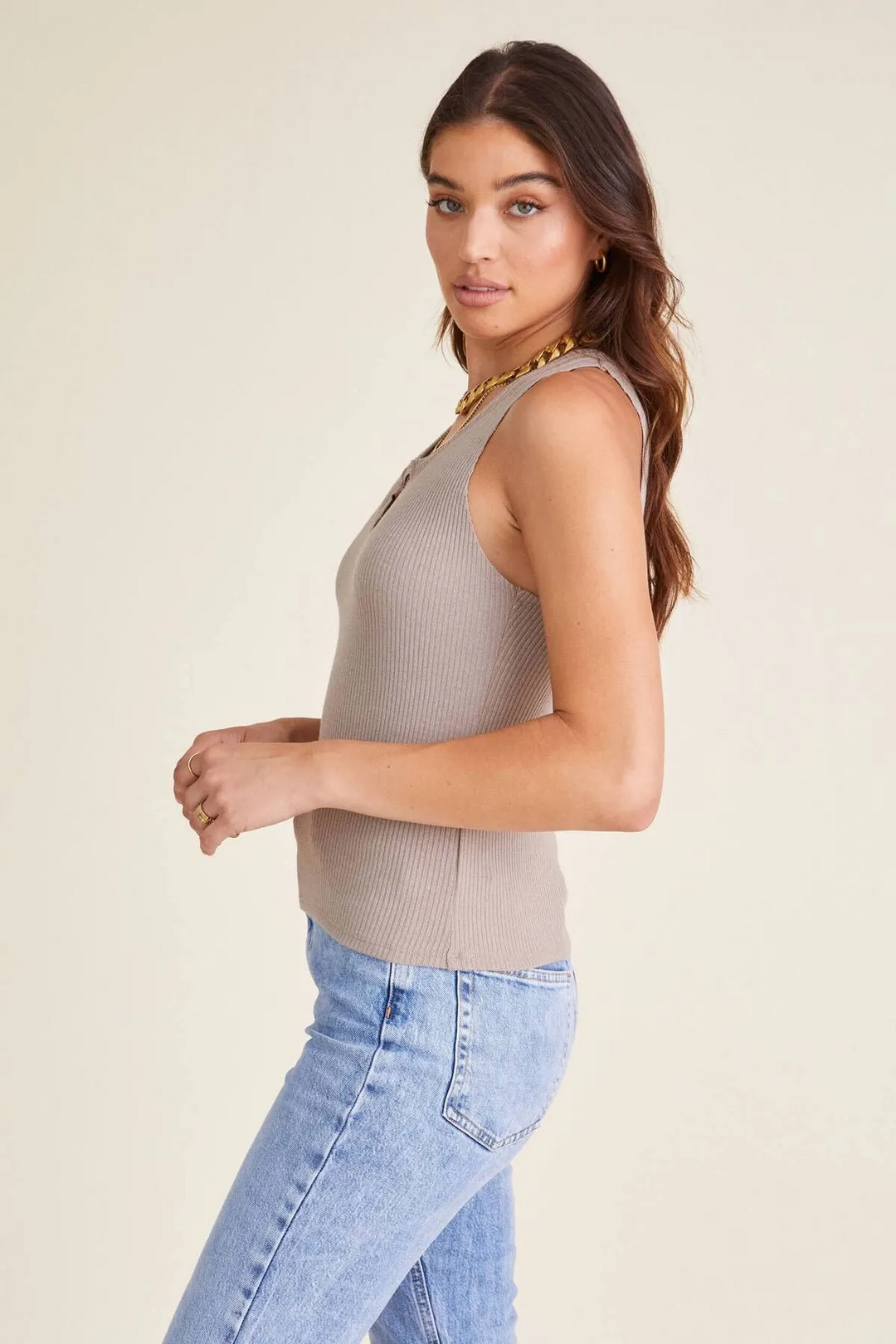 WASHED ARMY INCA RIB TANK - Kingfisher Road - Online Boutique