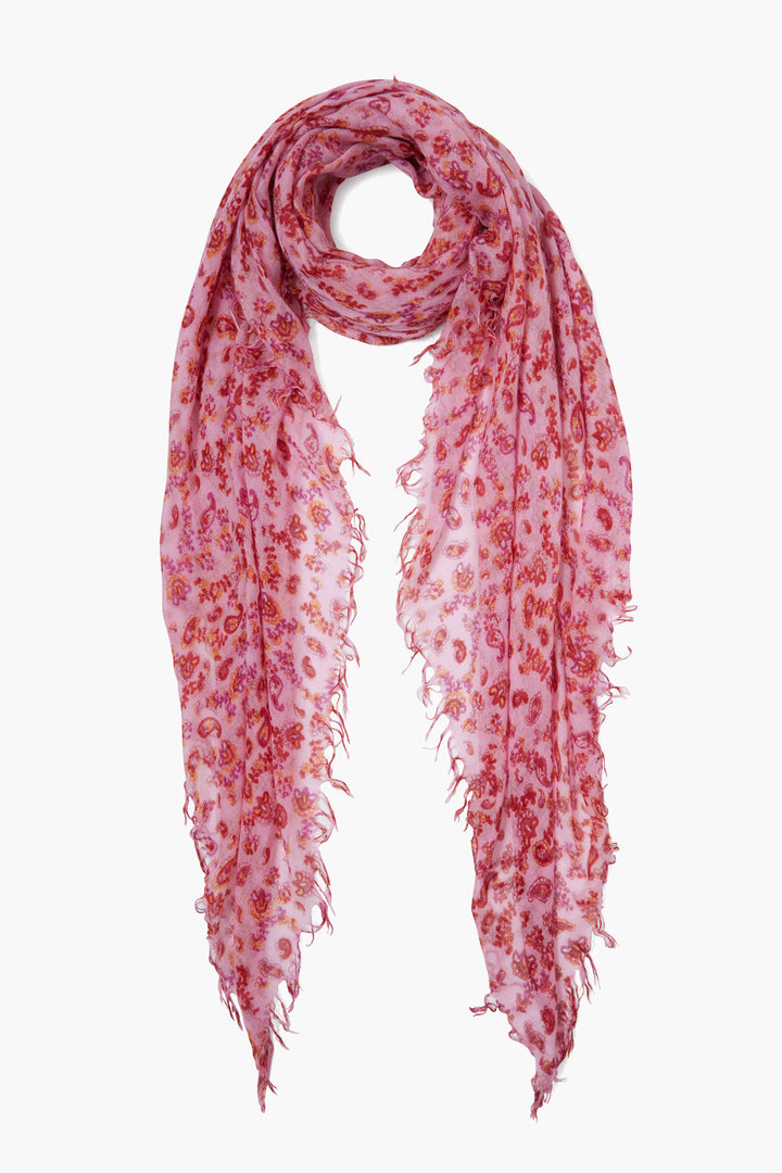 CASHMERE SILK PAISLEY PRINT SCARF - FUCHSIA PINK - Kingfisher Road - Online Boutique